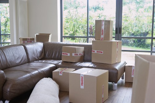 Boxes and furniture prepared for a Brentford flat move
