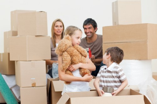 Furniture and boxes being prepared for a residential removal